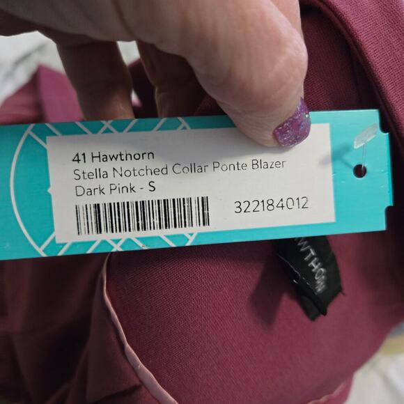 41 Hawthorne Stella Nothced Collar Ponte Blazer Pink Office Work Wear Stitch Fix - Picture 8 of 9